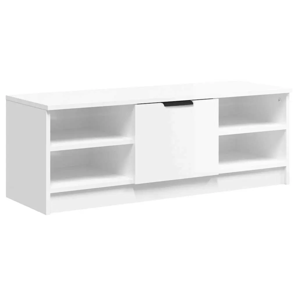 TV Cabinet Storage Unit Media Console Engineered Wood High Gloss White 102x35.5x36.5cm