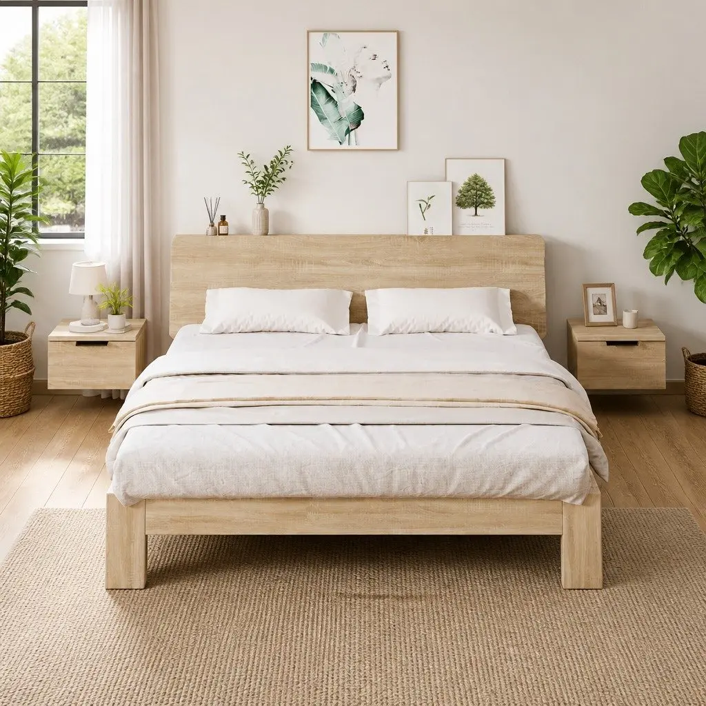 Wall-Mounted Bedside Cabinet Storage Organiser 34x30x20cm Brown Oak