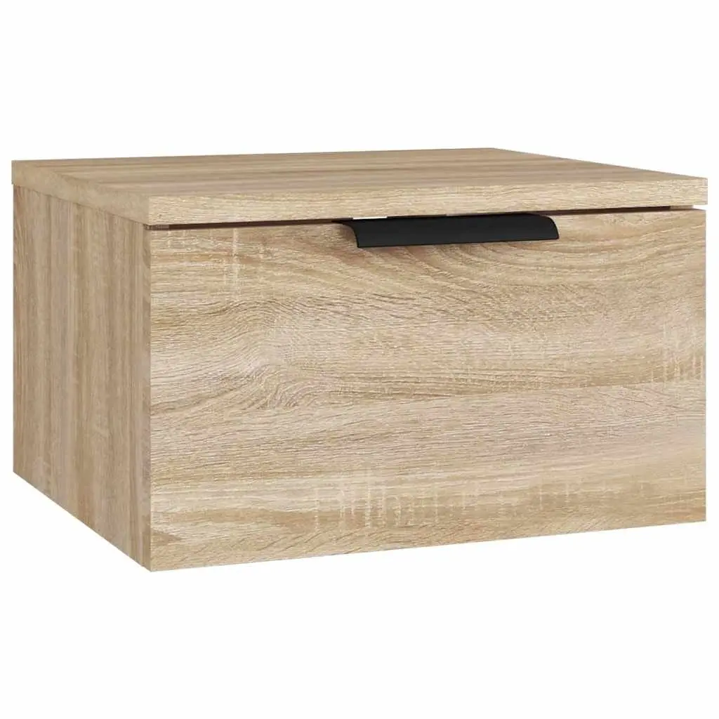 Wall-Mounted Bedside Cabinet Storage Organiser 34x30x20cm Brown Oak
