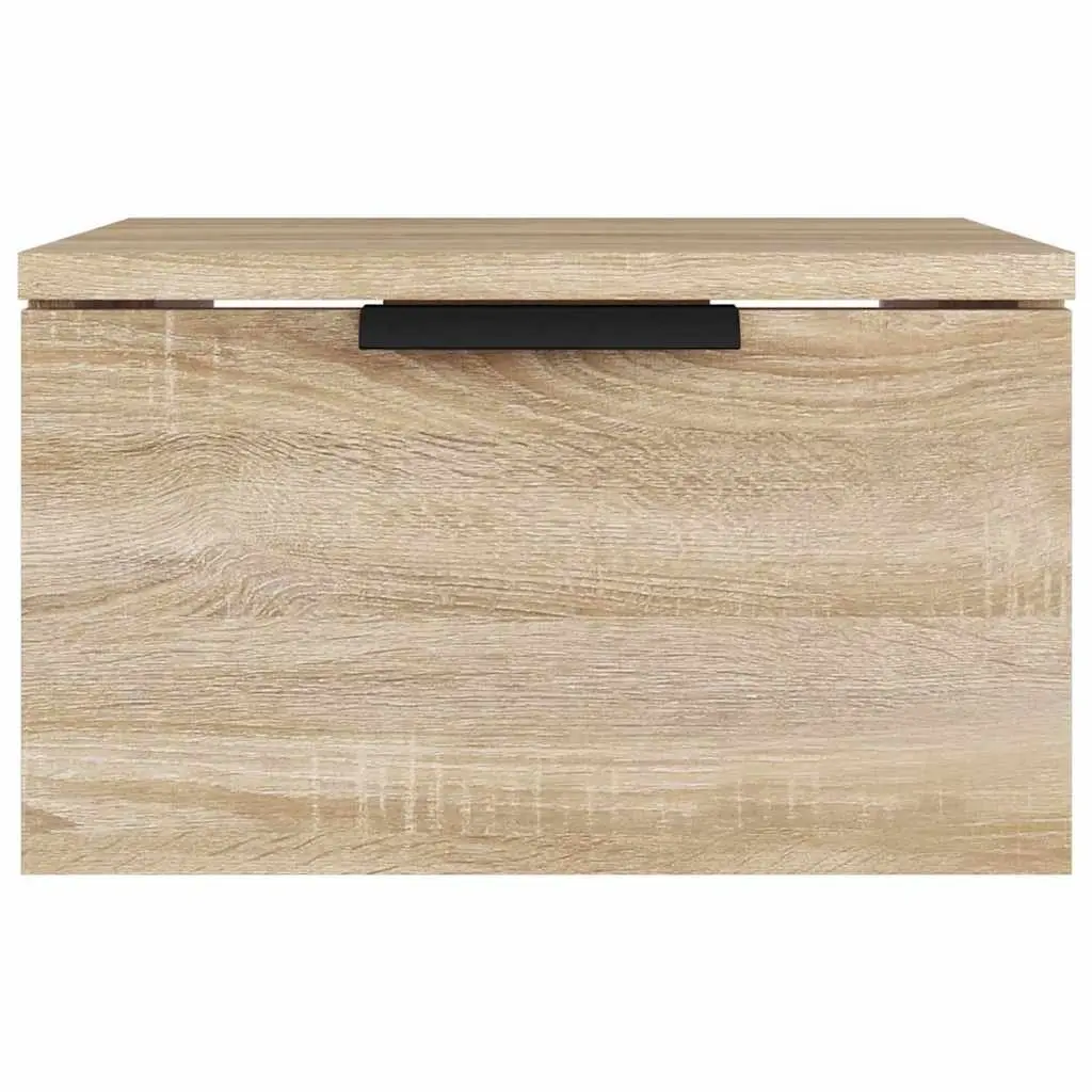 Wall-Mounted Bedside Cabinet Storage Organiser 34x30x20cm Brown Oak