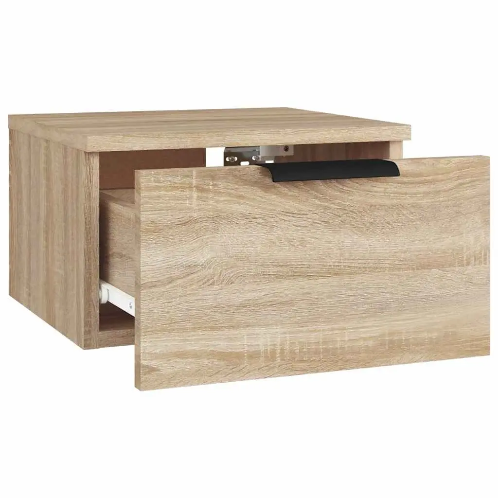 Wall-Mounted Bedside Cabinet Storage Organiser 34x30x20cm Brown Oak