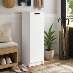 White Shoe Cabinet Storage Organiser with Door Shelves Home Wardrobe Furniture