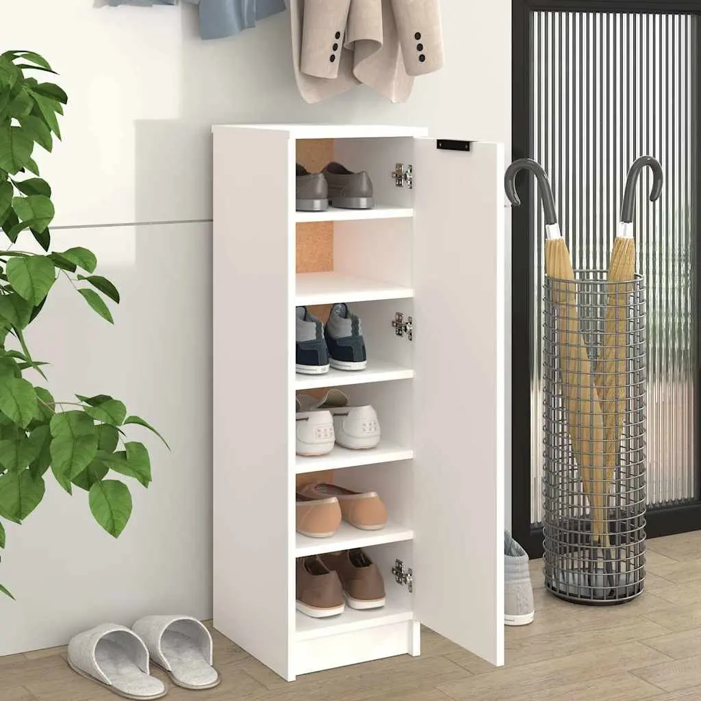 Shoe Cabinet Storage Organiser with Door Shelves 30W x 35D x 100H cm White