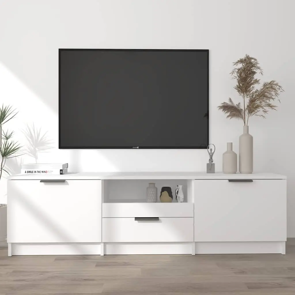 White TV Cabinet with Ample Storage Options