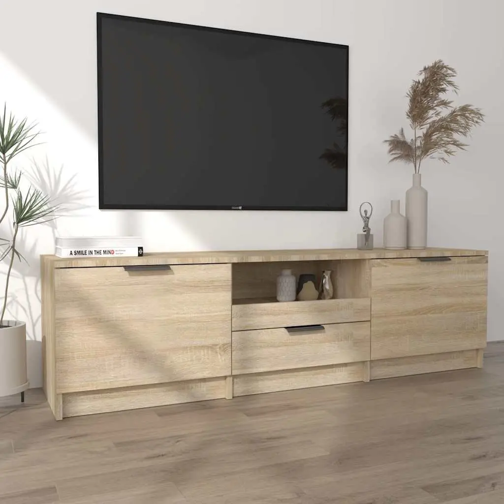 TV Cabinet Storage Unit 140cm Sonoma Oak Brown Engineered Wood Living Room