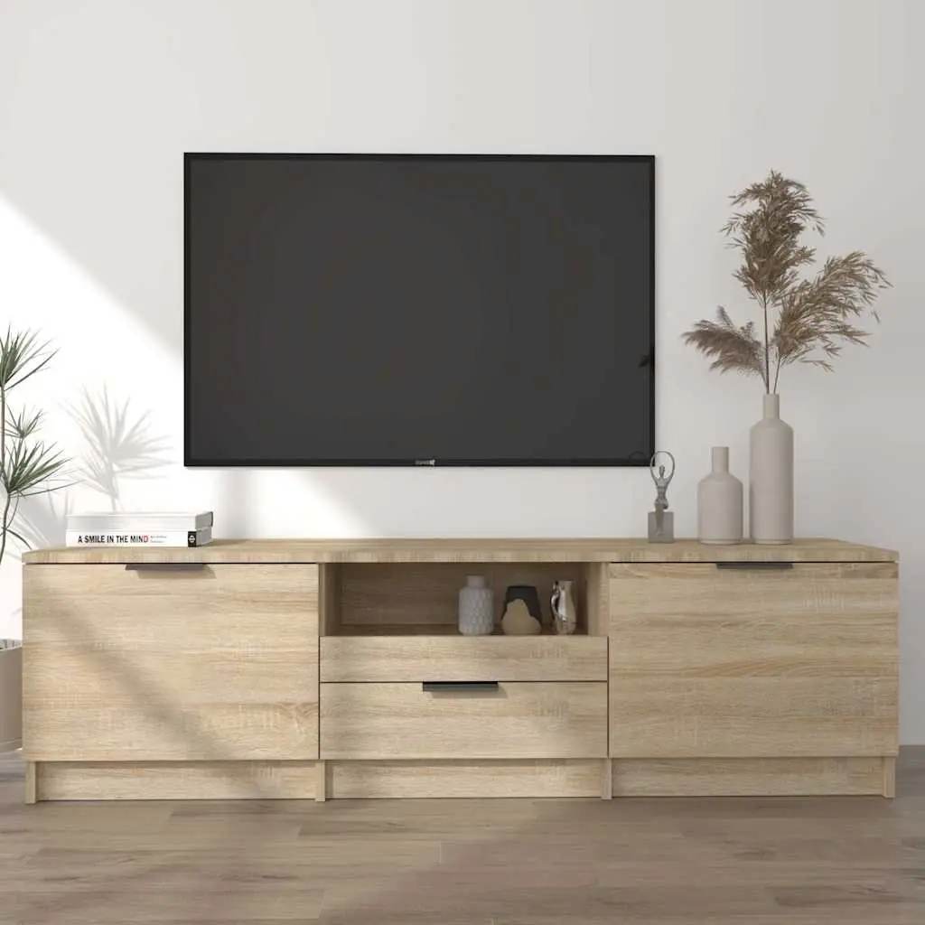 TV Cabinet Storage Unit 140cm Sonoma Oak Brown Engineered Wood Living Room