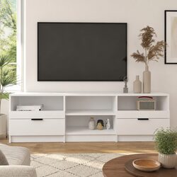 Practical White TV Cabinet with Ample Storage Options