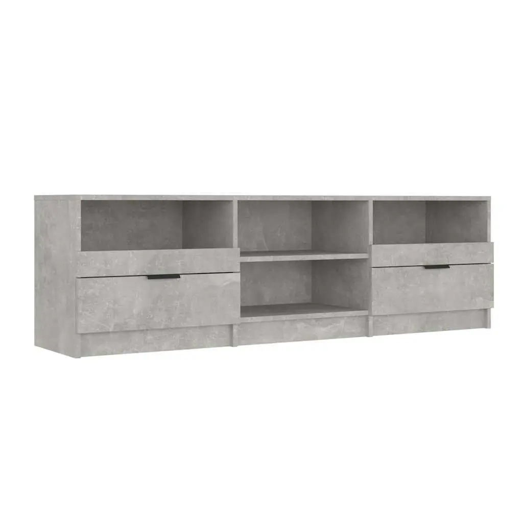 TV Cabinet Grey Engineered Wood Storage Unit Drawers Shelves Media Console 150cm
