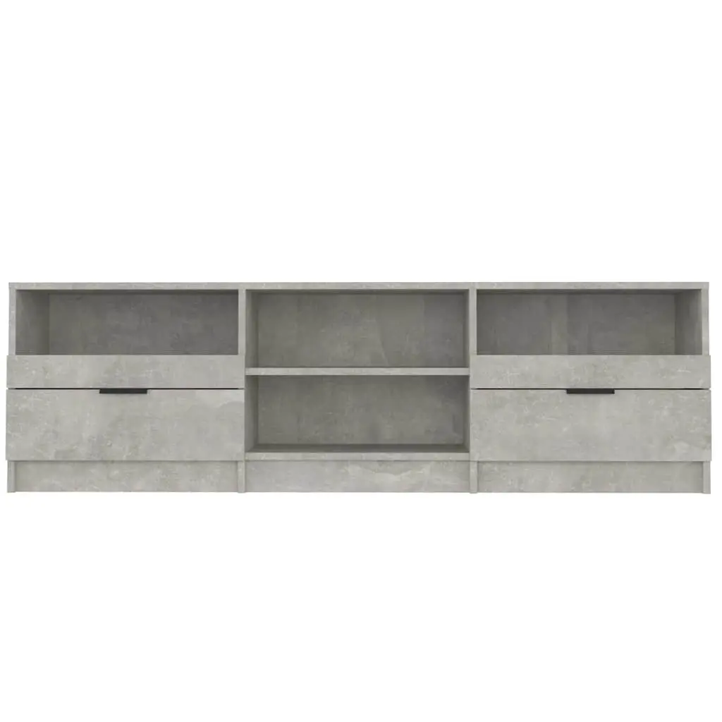 TV Cabinet Grey Engineered Wood Storage Unit Drawers Shelves Media Console 150cm
