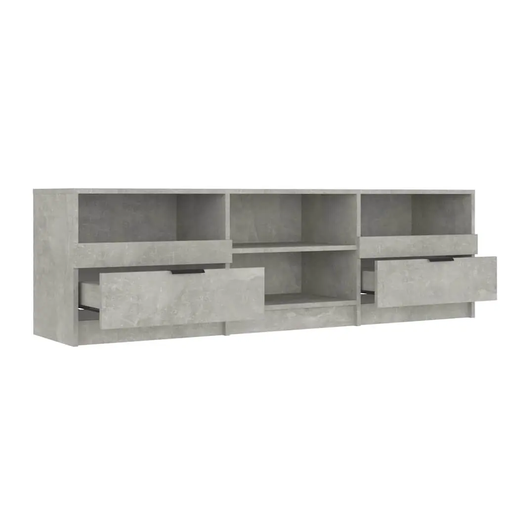TV Cabinet Grey Engineered Wood Storage Unit Drawers Shelves Media Console 150cm