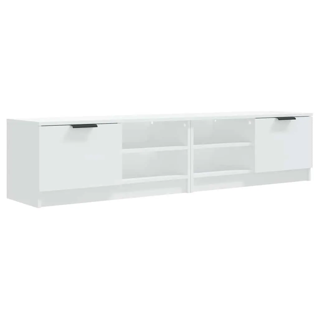 TV Cabinet White Storage Unit with Shelves and Compartment for Living Room 80 x 35 x 36.5 cm
