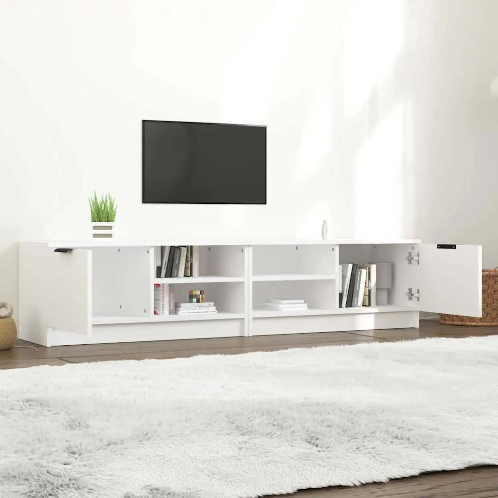 TV Cabinet White Storage Unit with Shelves and Compartment for Living Room 80 x 35 x 36.5 cm