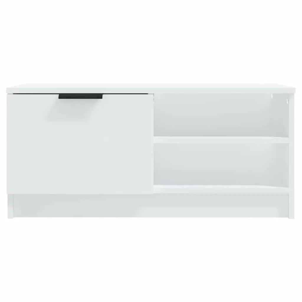 TV Cabinet White Storage Unit with Shelves and Compartment for Living Room 80 x 35 x 36.5 cm
