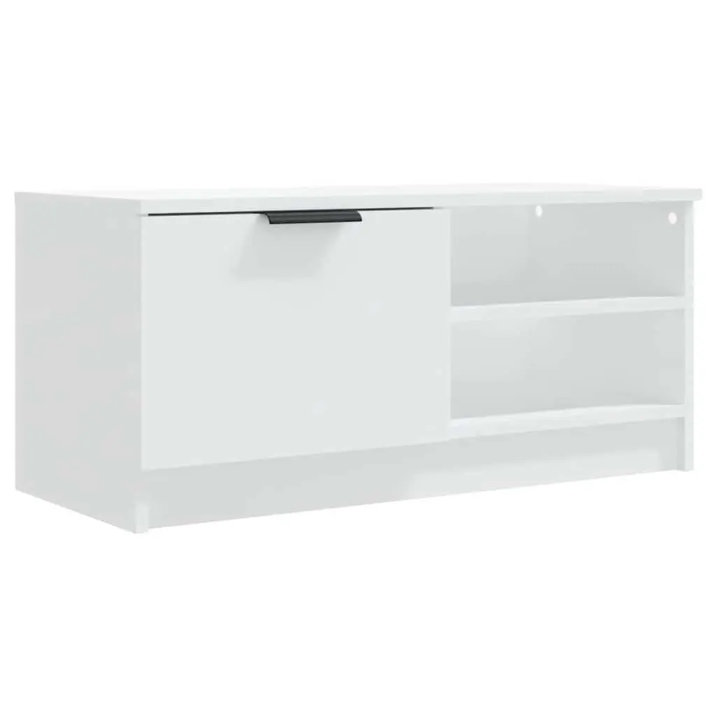 TV Cabinet White Storage Unit with Shelves and Compartment for Living Room 80 x 35 x 36.5 cm