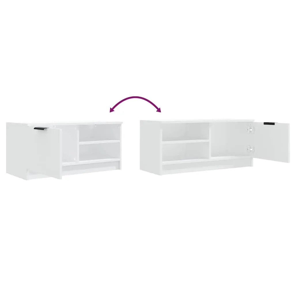 TV Cabinet White Storage Unit with Shelves and Compartment for Living Room 80 x 35 x 36.5 cm
