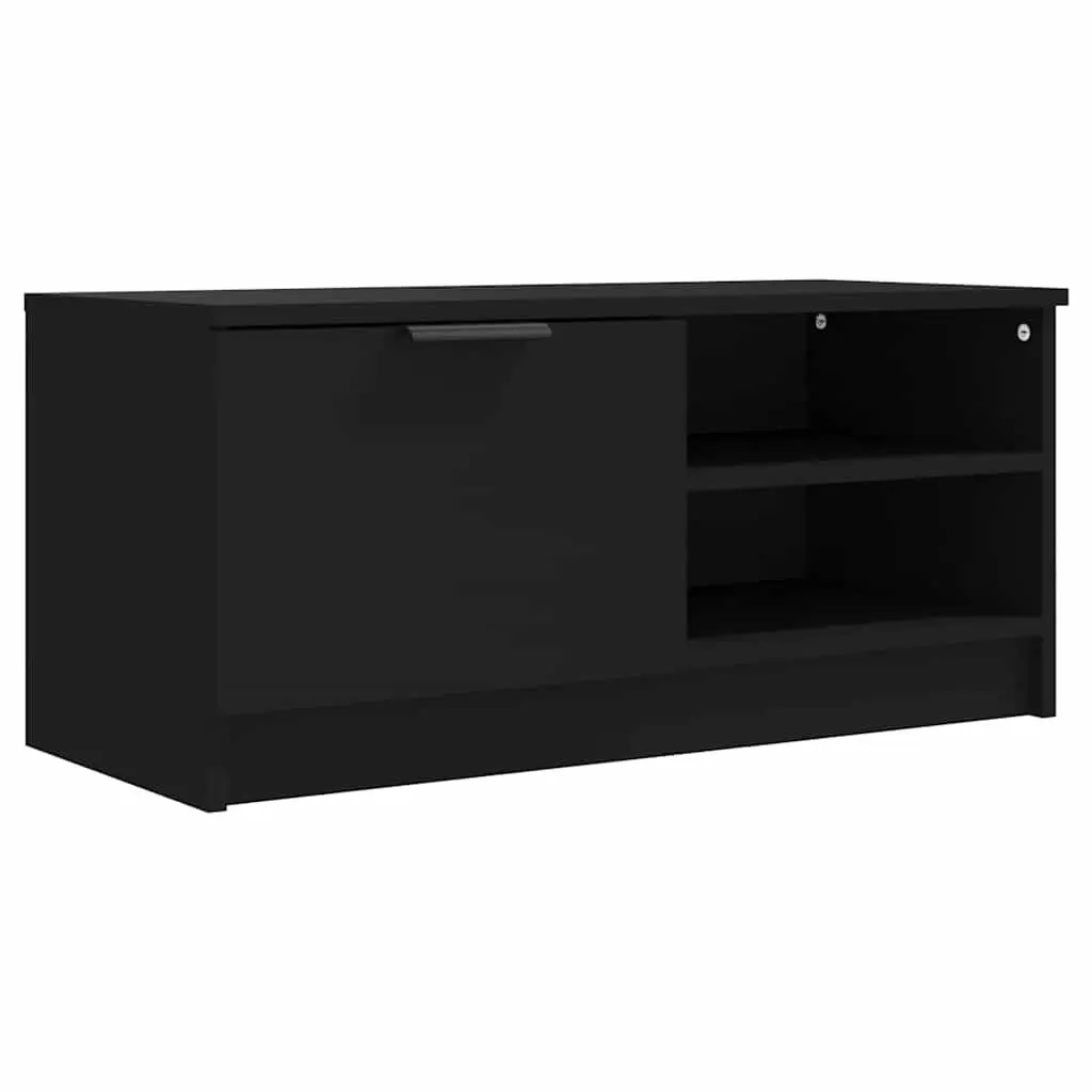 TV Cabinets 2 pcs Black Engineered Wood Storage Unit Media Stand Shelves