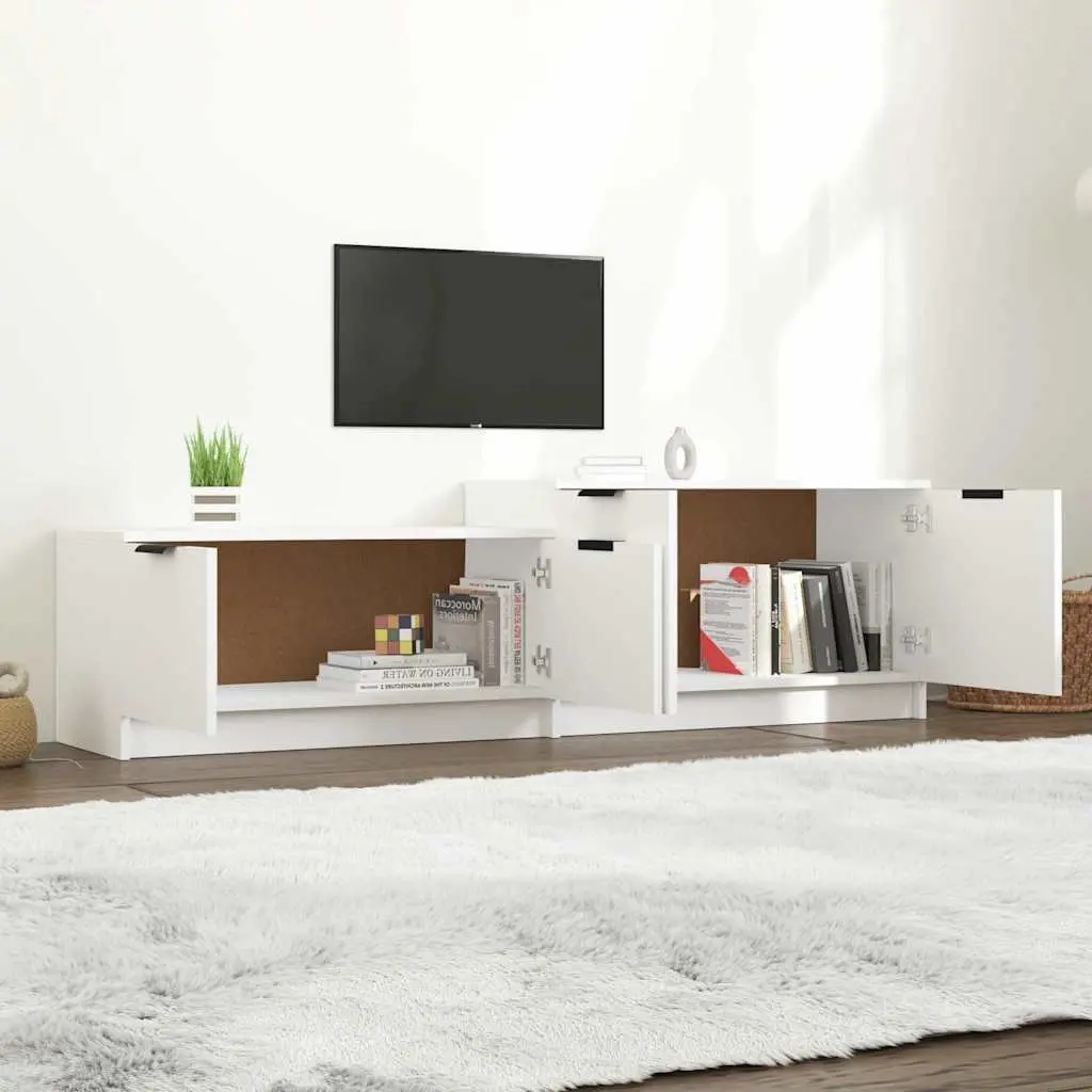 TV Cabinet Storage Unit with Doors and Compartments 158.5 x 36 x 45 cm White Engineered Wood