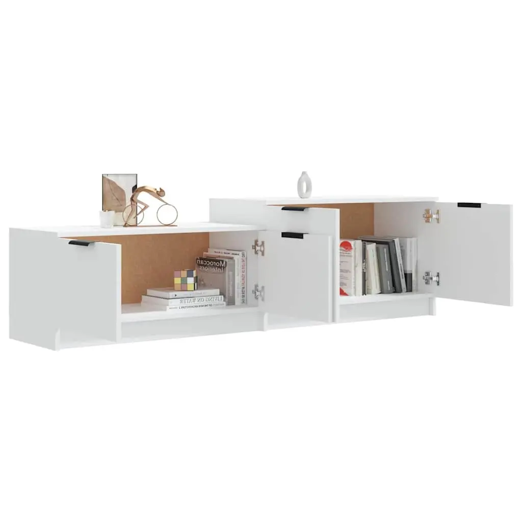 TV Cabinet Storage Unit with Doors and Compartments 158.5 x 36 x 45 cm White Engineered Wood