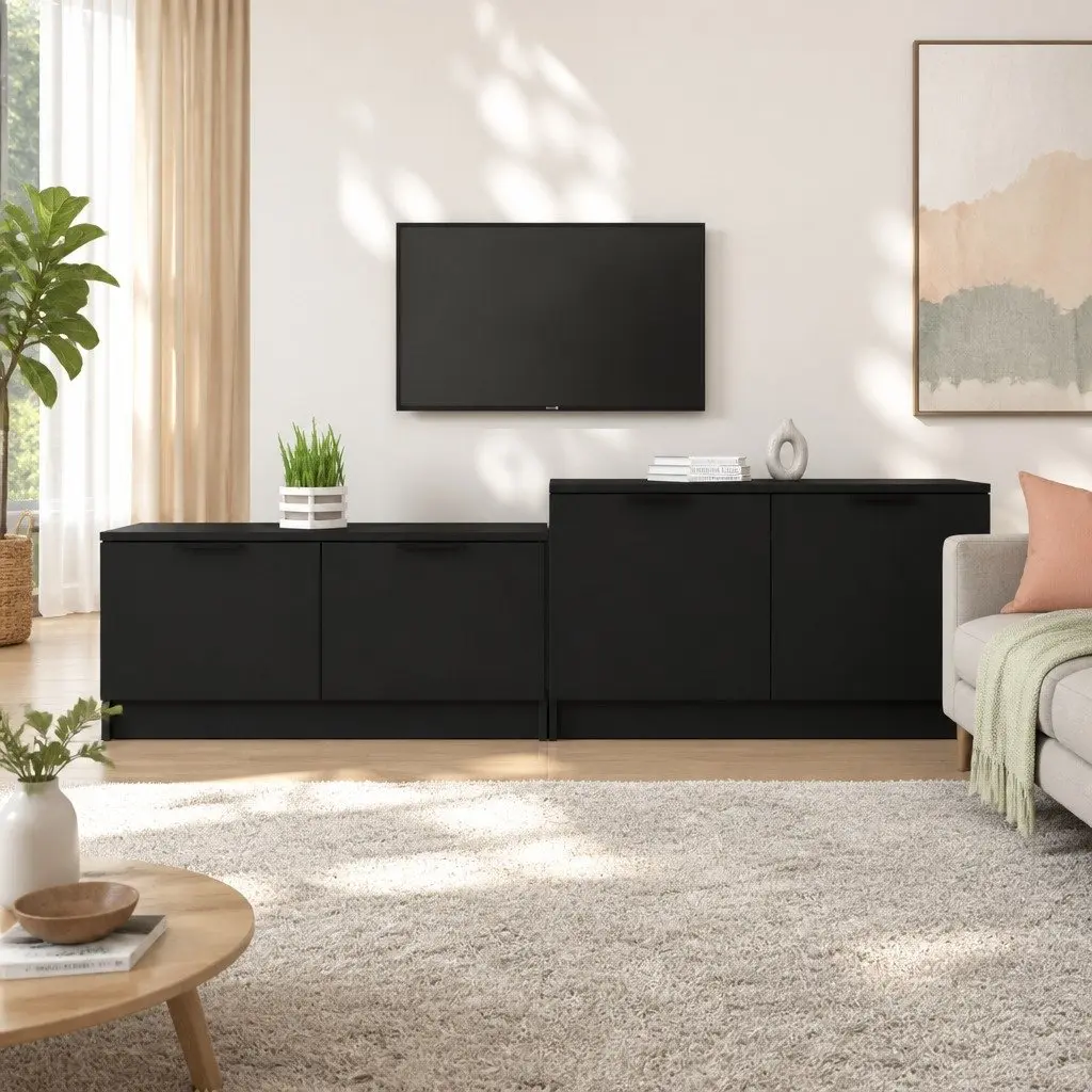 TV Cabinet Black Storage Unit for Living Room 158.5 x 36 x 45 cm