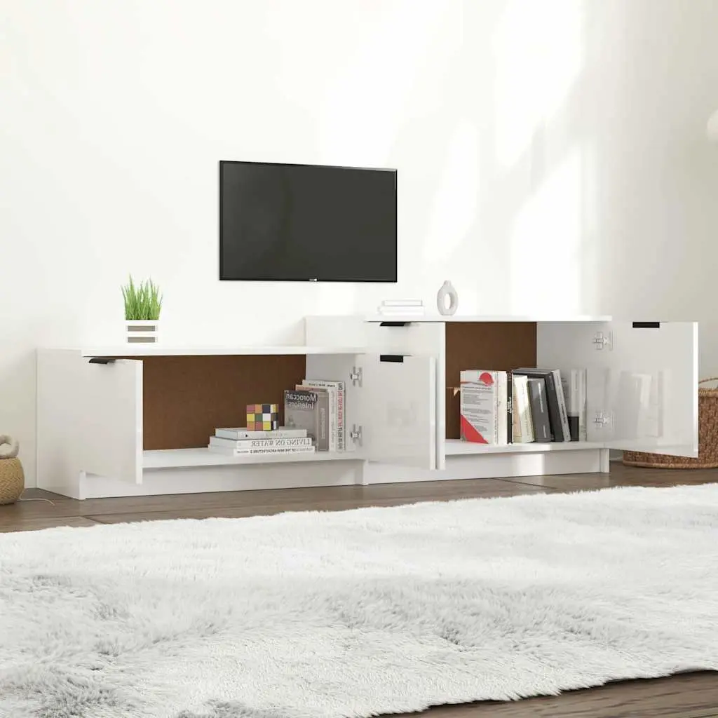 TV Cabinet Modern Storage Unit White High Gloss 1585 x 360 x 450 mm