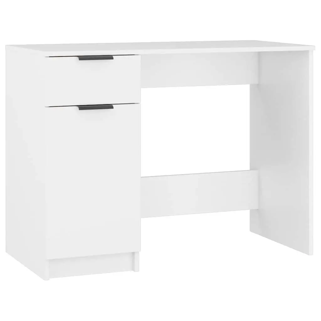 White Computer Desk Home Office Workstation 100x50x75cm with Storage Drawers