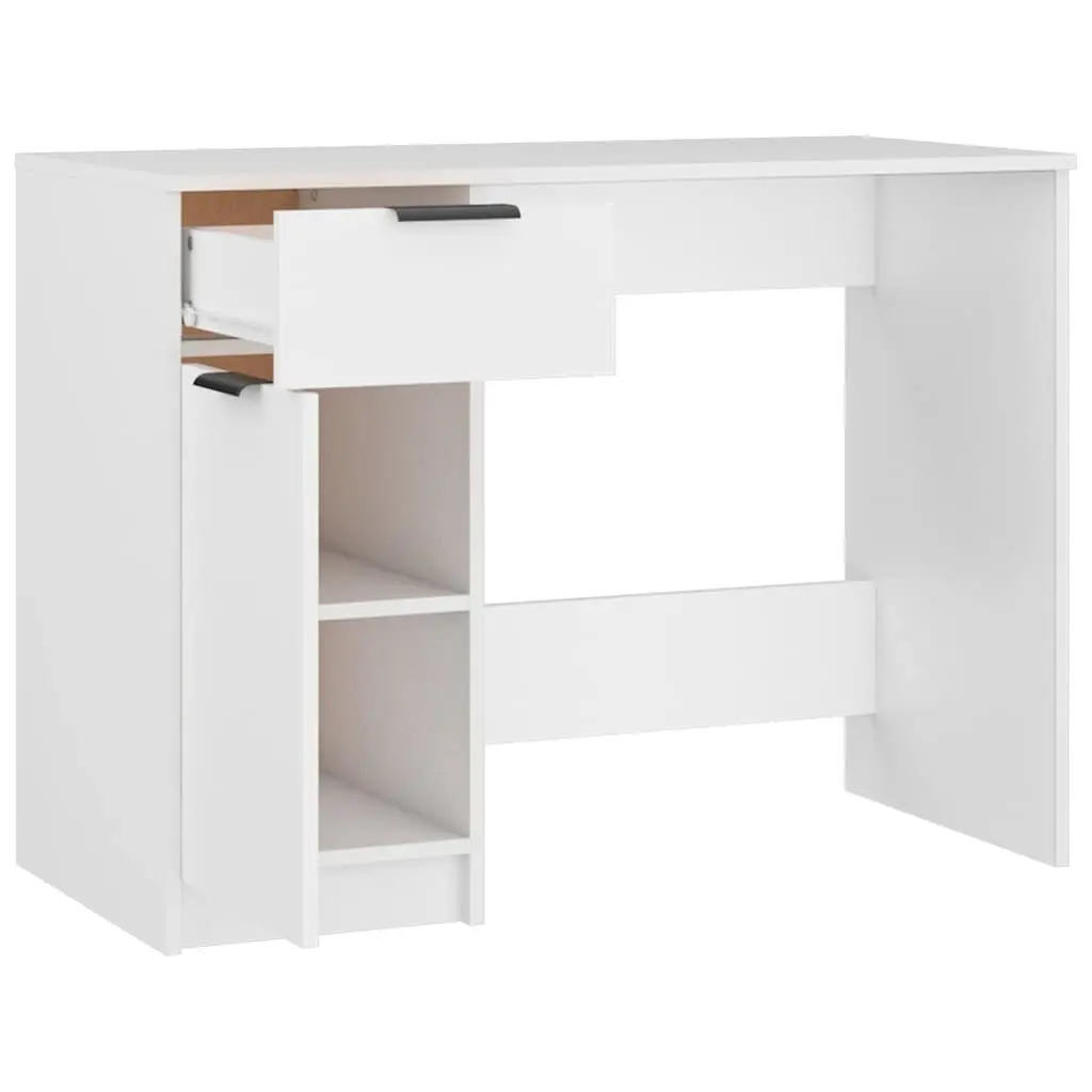 White Computer Desk Home Office Workstation 100x50x75cm with Storage Drawers