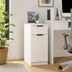 Reliable White Desk Cabinet with Organizational Features