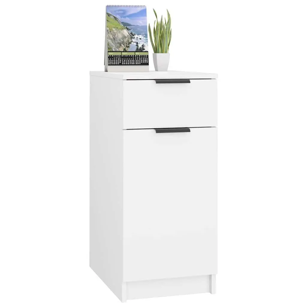 Desk Cabinet White Storage Unit with Drawer Compartments Home Office 33.5 x 50 x 75 cm