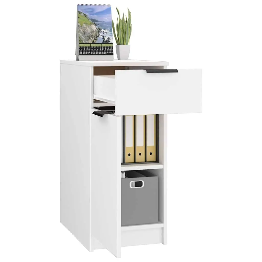 Desk Cabinet White Storage Unit with Drawer Compartments Home Office 33.5 x 50 x 75 cm