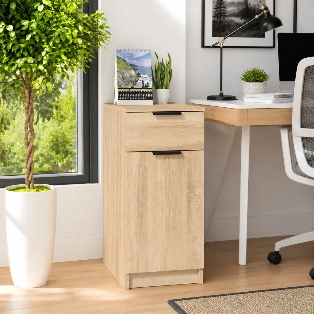 Desk Organizer Storage Cabinet Engineered Wood Brown 33.5x50x75cm