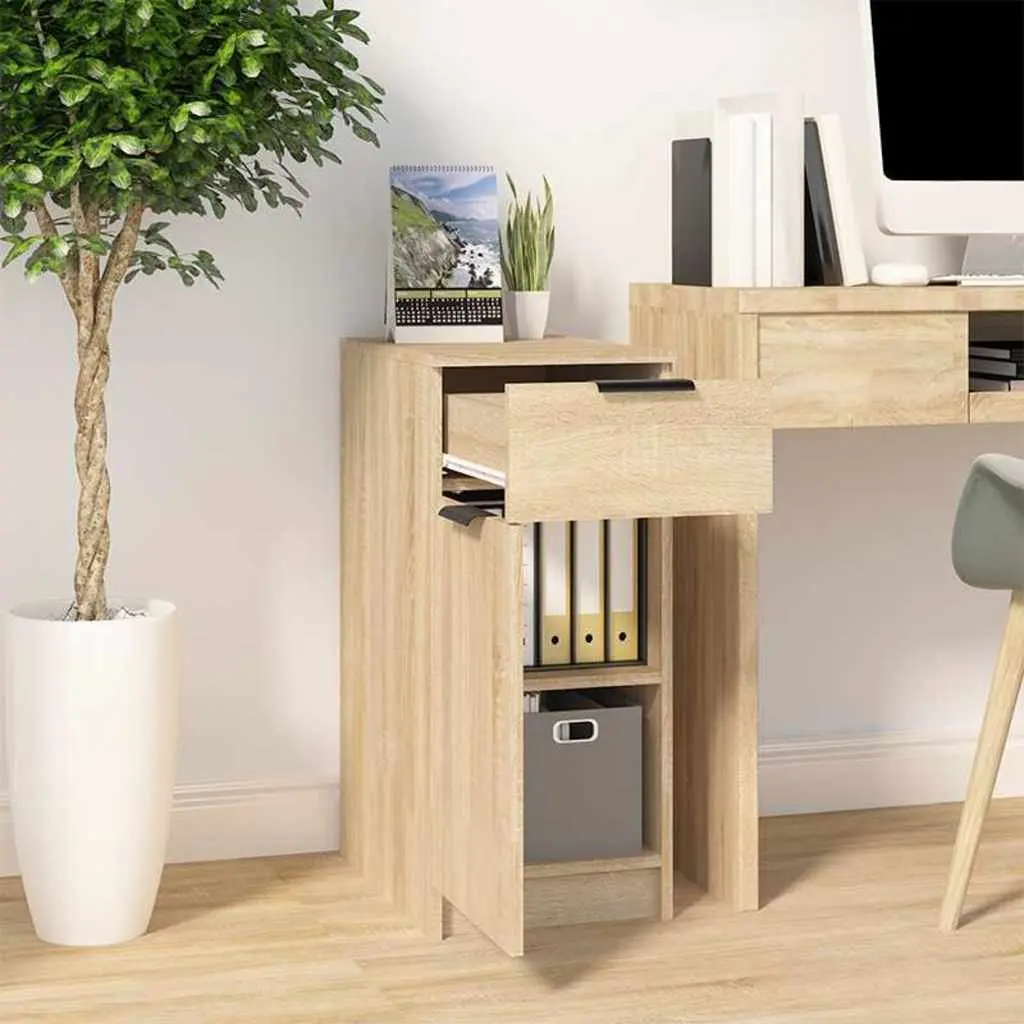 Desk Organizer Storage Cabinet Engineered Wood Brown 33.5x50x75cm