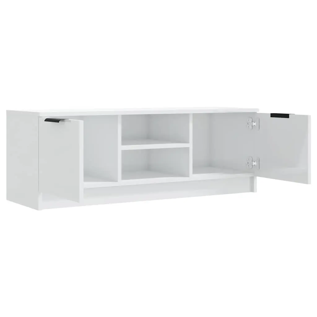 TV Cabinet Storage Unit High Gloss White 102 x 35 x 36.5 cm with Open Closed Compartments Display