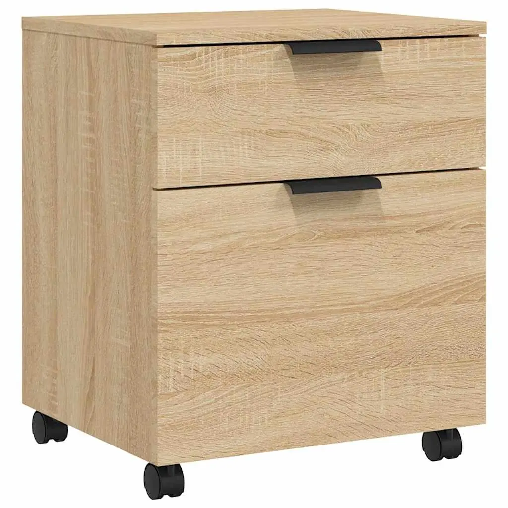 Mobile File Cabinet with Wheels Brown Storage Organizer Engineered Wood Office