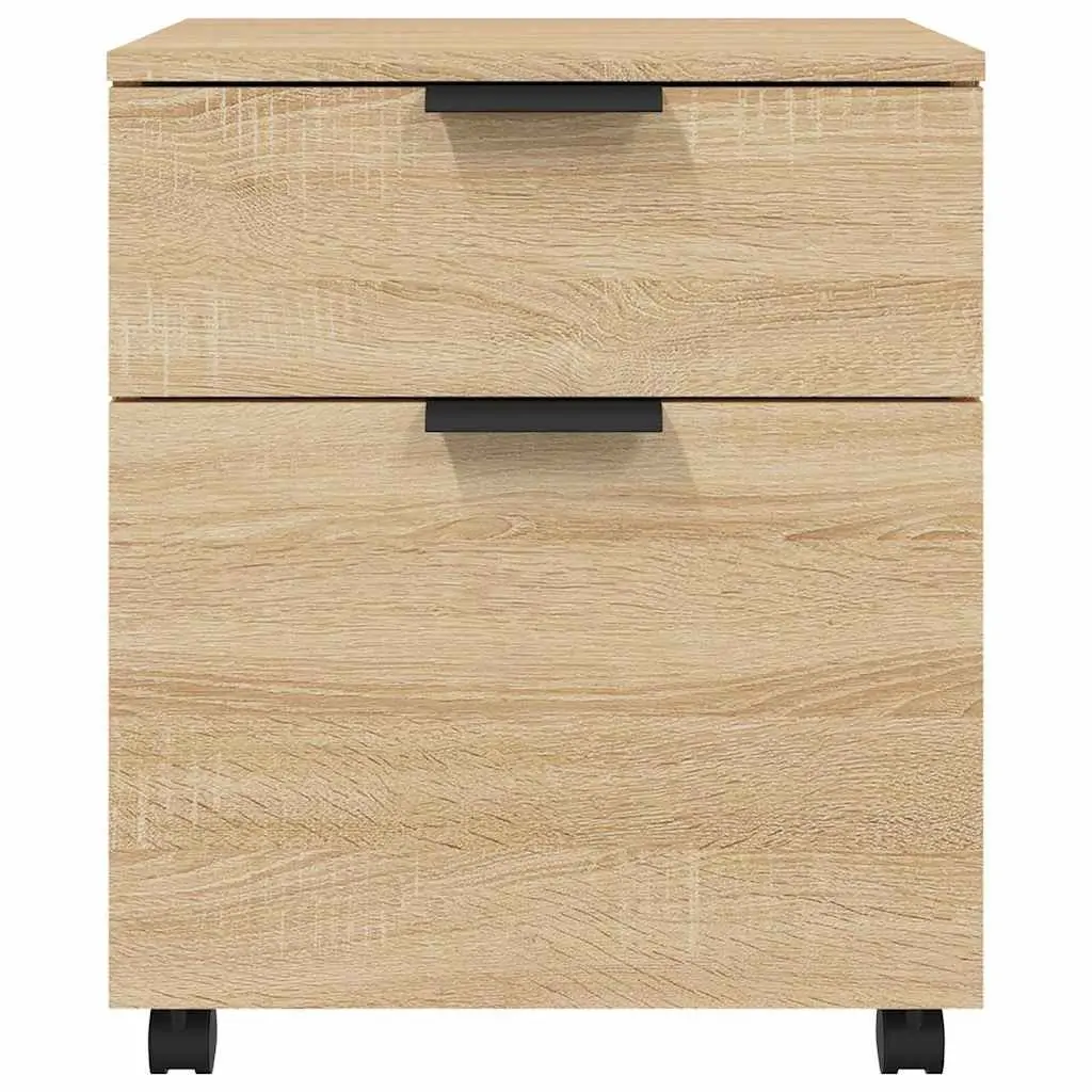 Mobile File Cabinet with Wheels Brown Storage Organizer Engineered Wood Office