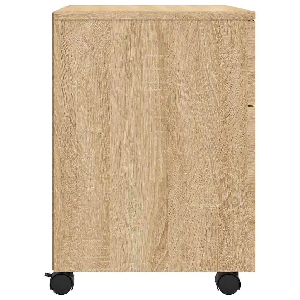 Mobile File Cabinet with Wheels Brown Storage Organizer Engineered Wood Office