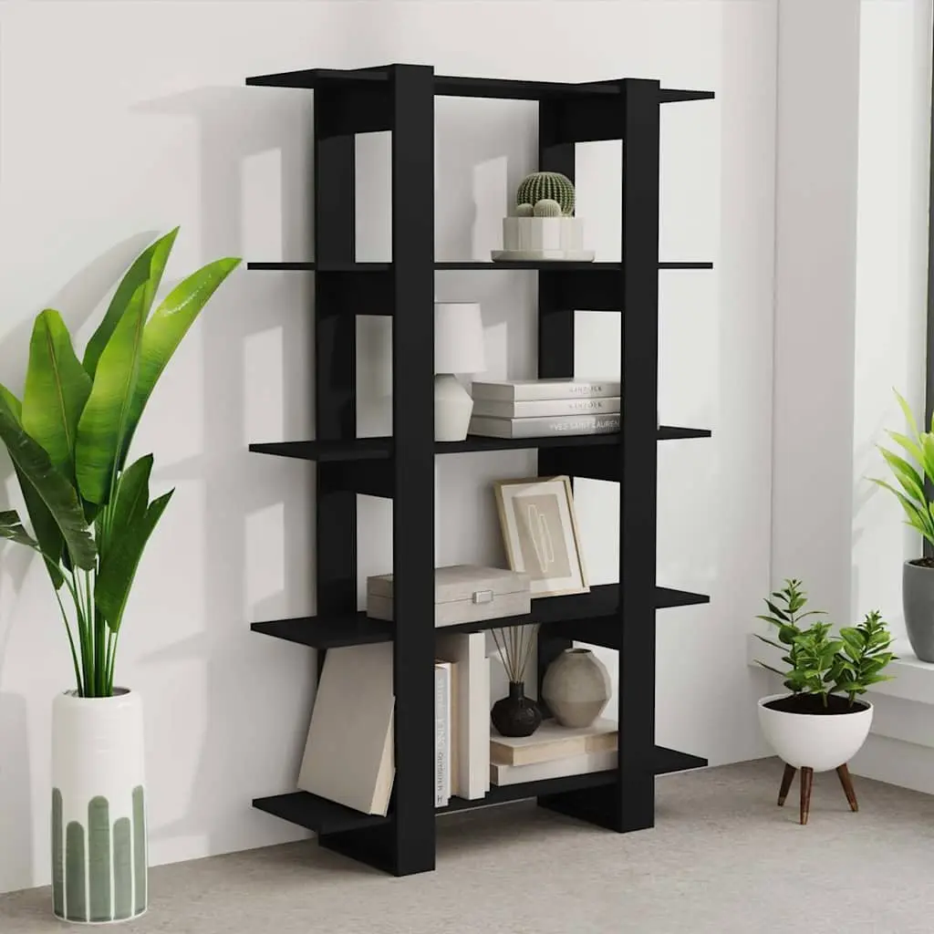Black Book Cabinet Room Divider Bookshelf Storage Unit 100x30x160cm