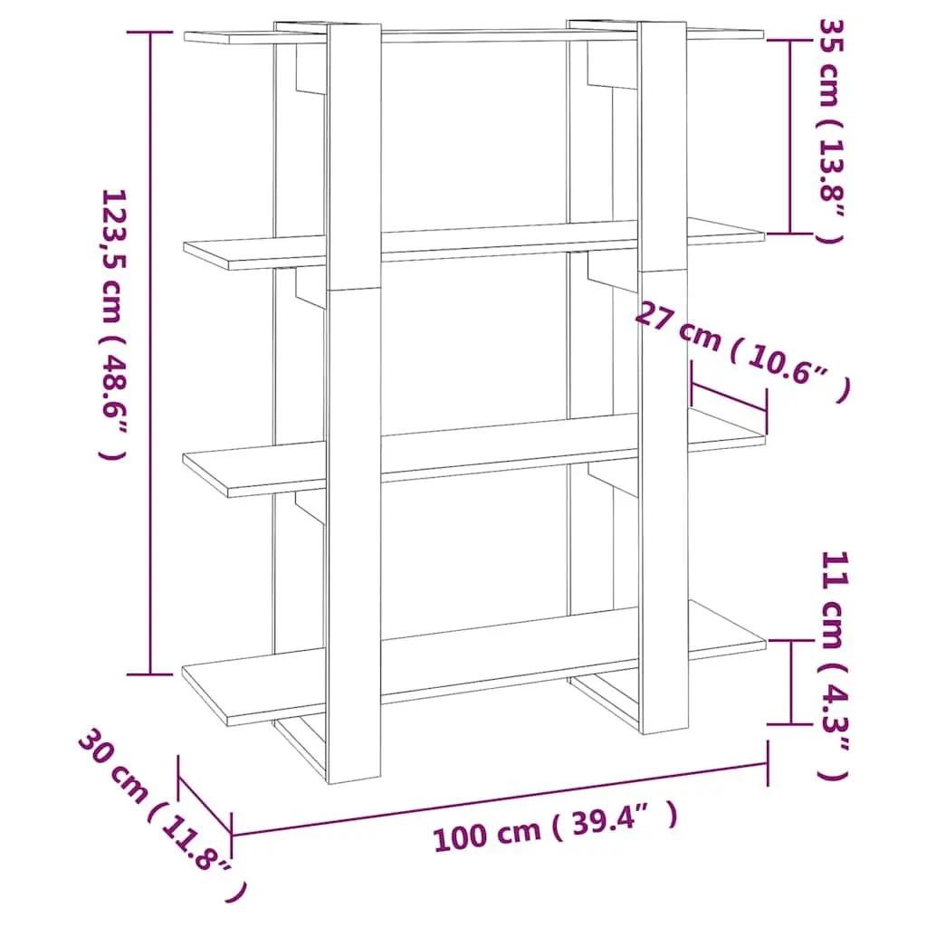 Book Cabinet Room Divider Storage Organiser 100W x 30D x 123.5H cm White