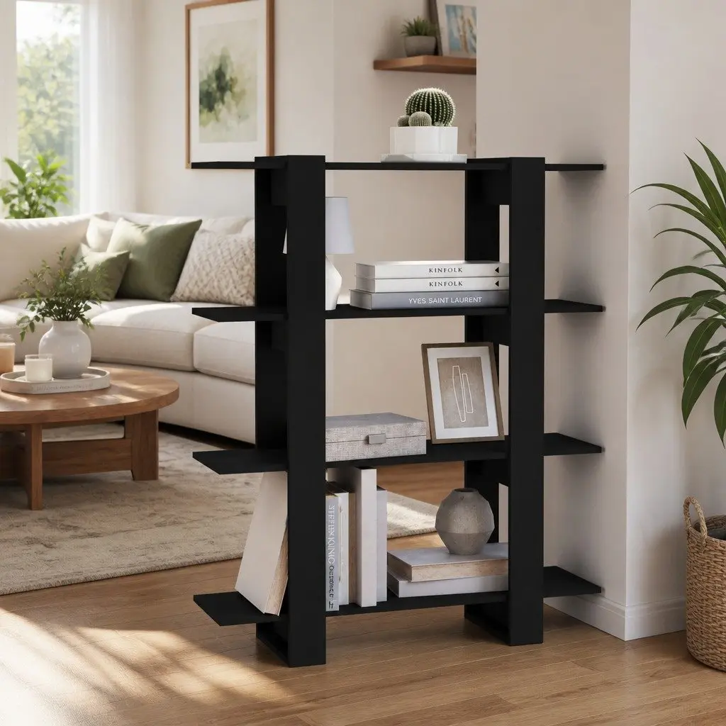 Book Cabinet Storage Organiser 100cm x 30cm x 123.5cm Black