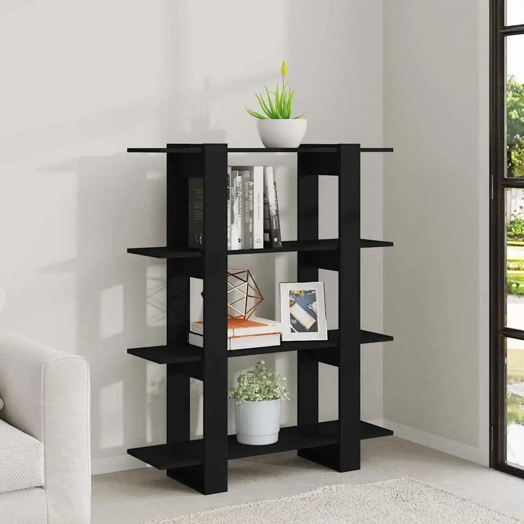Book Cabinet Storage Organiser 100cm x 30cm x 123.5cm Black