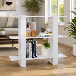White Book Cabinet Room Divider Shelving Unit Storage Organiser Hallway Bookcase