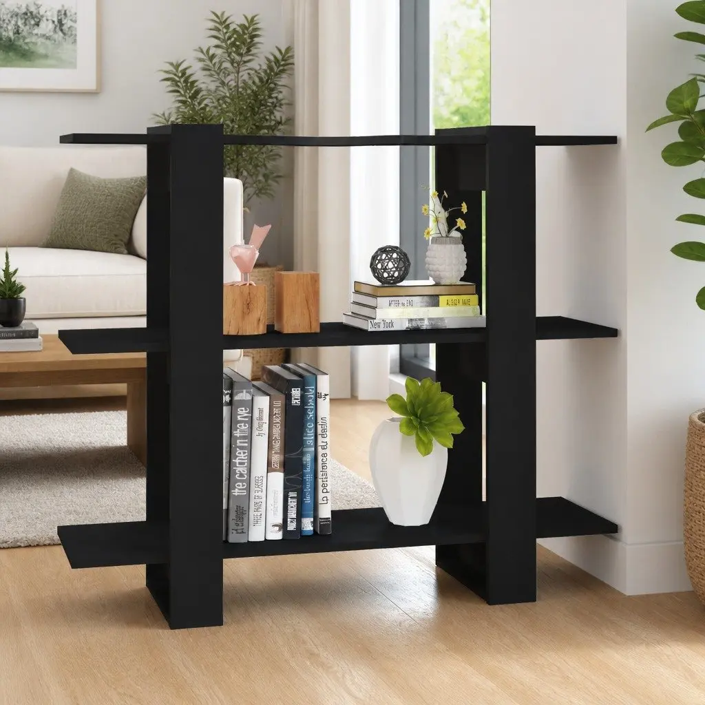 Book Cabinet Room Divider Shelving Unit Storage Organizer Black