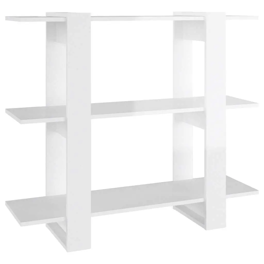 Book Cabinet Storage Organiser Room Divider 100W x 30D x 87H cm High Gloss White