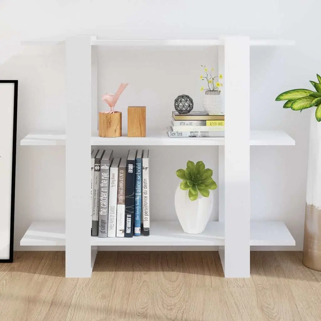 Book Cabinet Storage Organiser Room Divider 100W x 30D x 87H cm High Gloss White