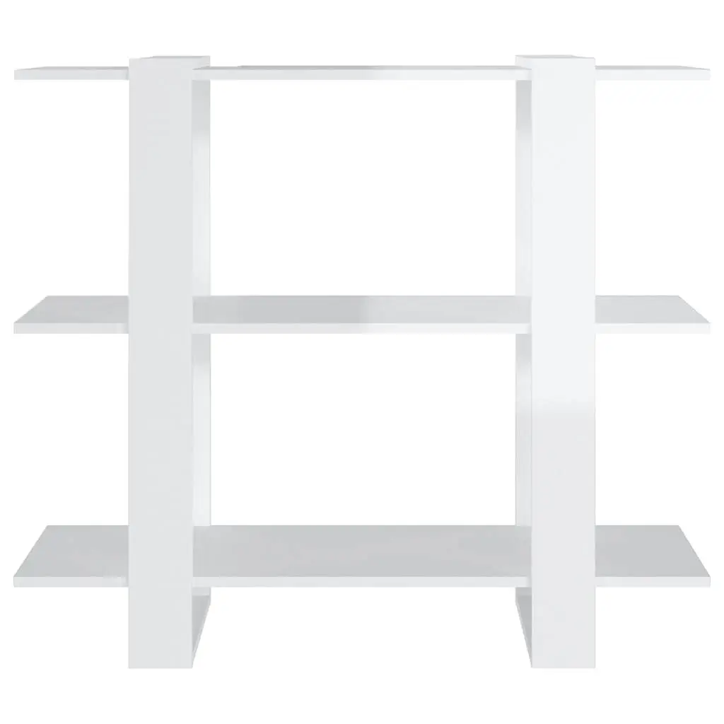 Book Cabinet Storage Organiser Room Divider 100W x 30D x 87H cm High Gloss White