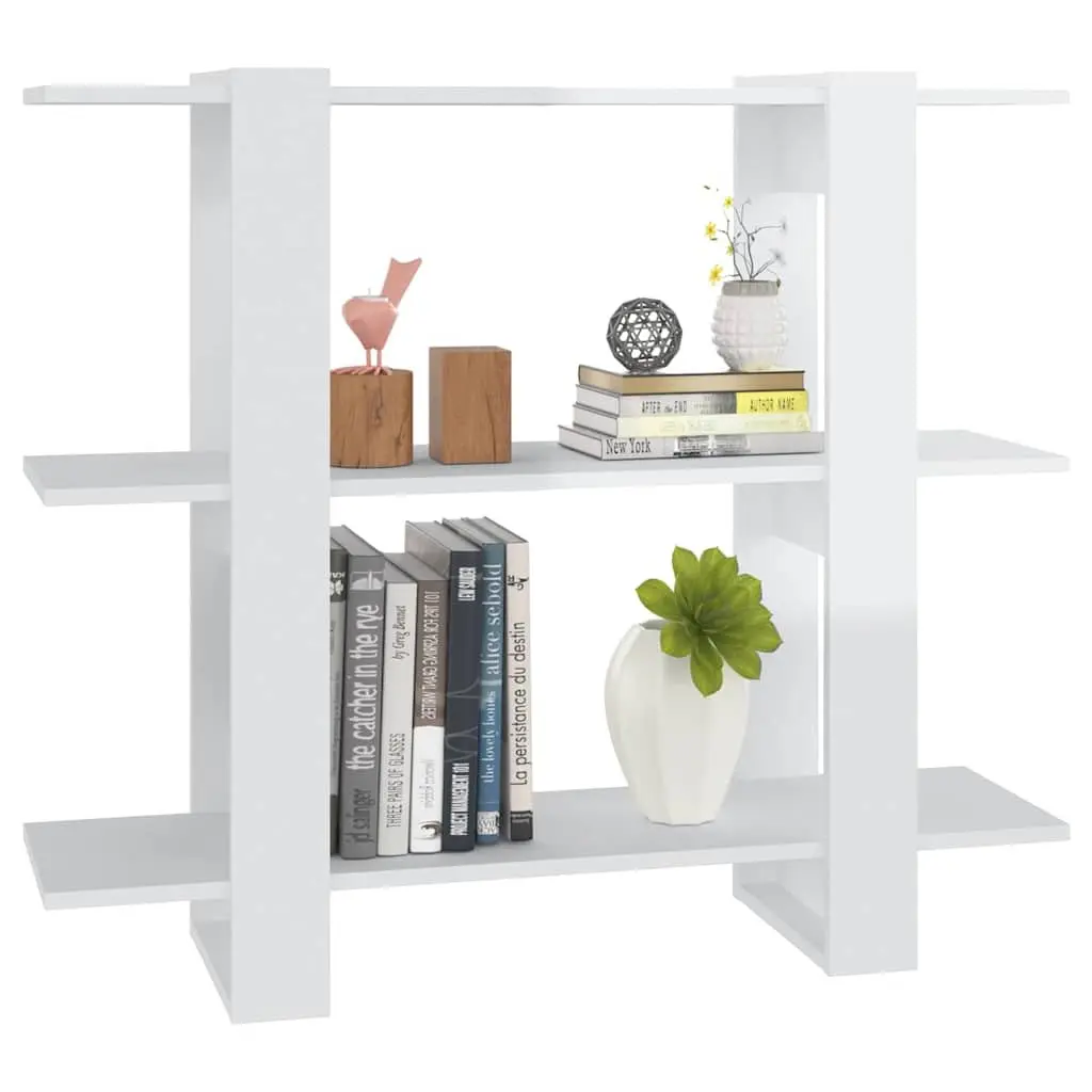 Book Cabinet Storage Organiser Room Divider 100W x 30D x 87H cm High Gloss White