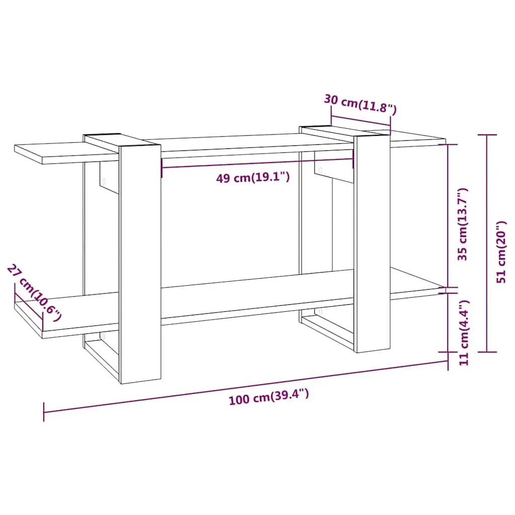 Book Cabinet Grey Bookshelf Storage Organiser 100x30x51cm