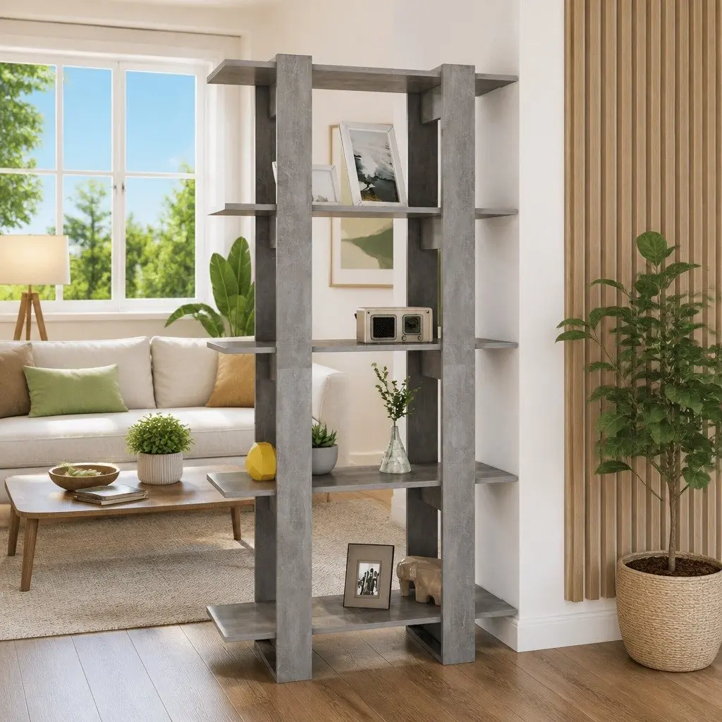 Book Cabinet Room Divider Storage Shelving Unit 80x30x160cm Grey Engineered Wood
