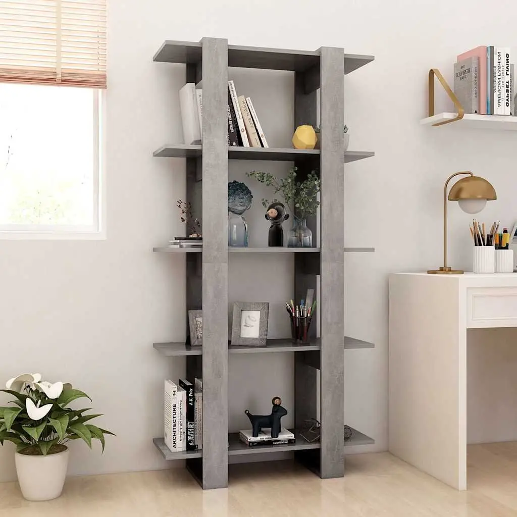 Book Cabinet Room Divider Storage Shelving Unit 80x30x160cm Grey Engineered Wood