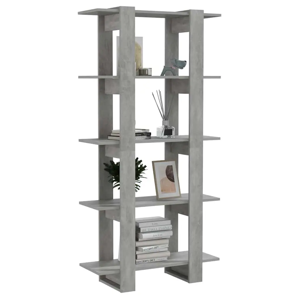 Book Cabinet Room Divider Storage Shelving Unit 80x30x160cm Grey Engineered Wood
