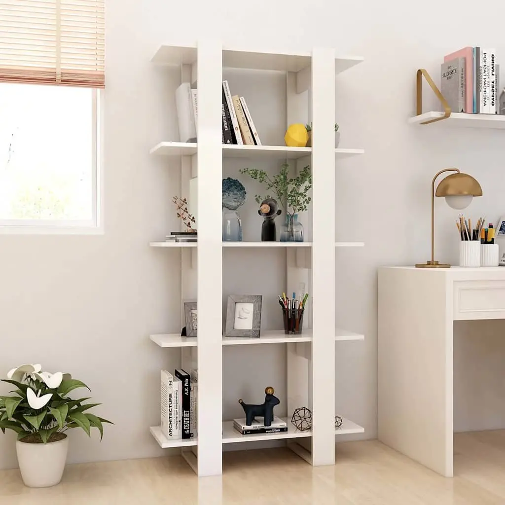 Book Cabinet Room Divider Bookshelf 80x30x160cm White High Gloss